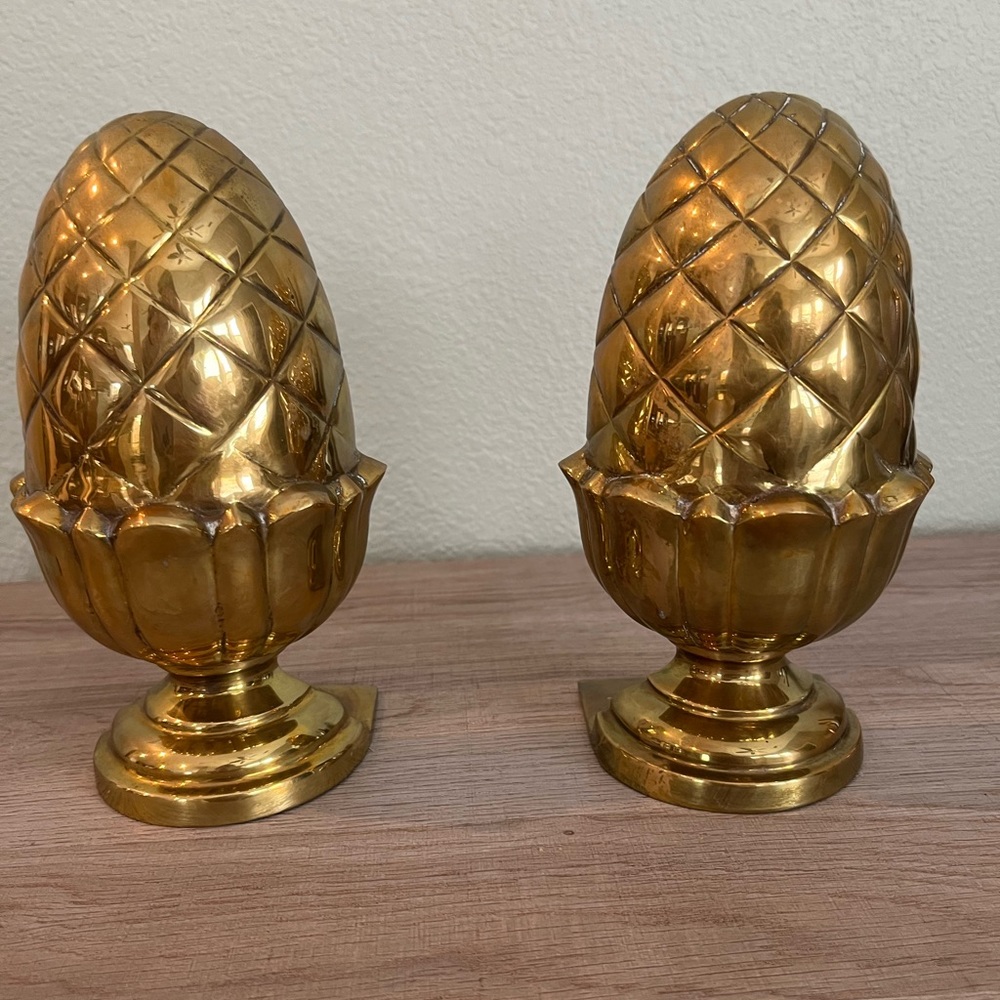 Gold Pinecone Bookends (2)